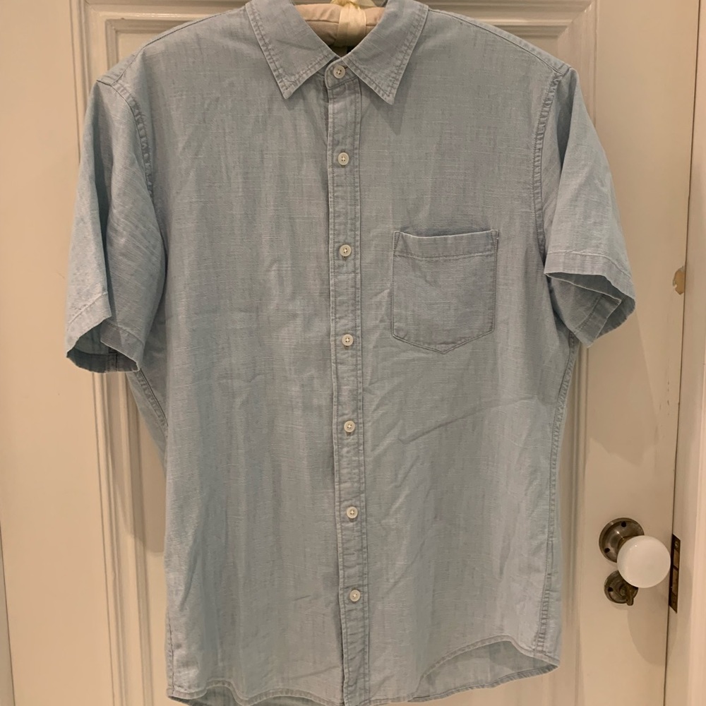 J.Crew Mens Light Blue Denim Short Sleeve Shirt